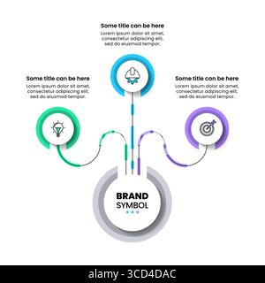 Infographic template with icons and 3 options or steps. Connected circles. Can be used for workflow layout, diagram, banner, webdesign. Vector illustr Stock Vector