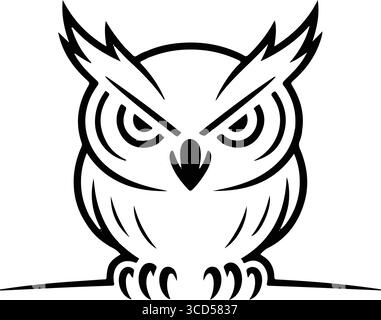 A logo illustration featuring a stylized owl Stock Vector