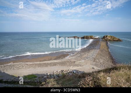 Bude Harbour Cornwall at high tide in summer Stock Photo