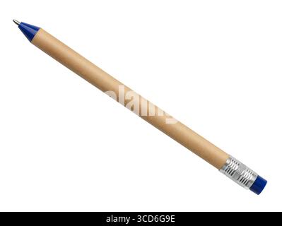 Recycled brown paper ballpoint eco pen isolated on white Stock Photo
