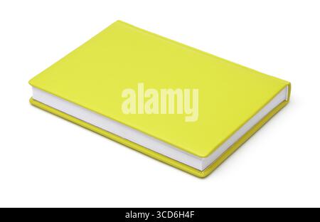 Yellow blank hardcover book isolated on white Stock Photo