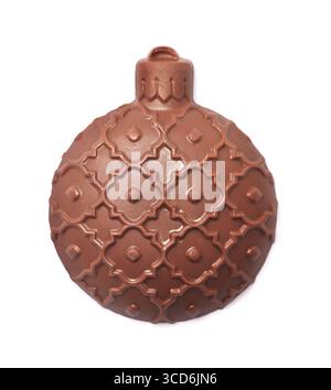 Front view of chocolate christmas ball isolated on white Stock Photo