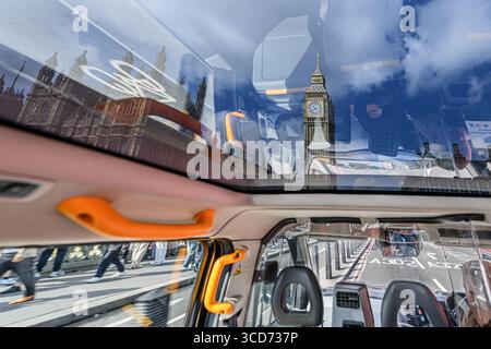 London viewed from the back of a black cab Stock Photo