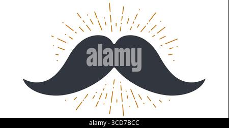 Mustache and vintage sun rays sunburst Stock Vector