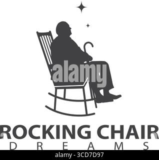 Old man in rocking chair Stock Vector
