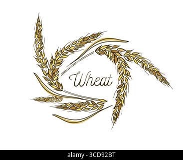 Wheat frame abstraction. hand drawn. Not AI, Vector illustration Stock Vector
