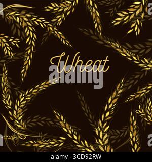 Wheat frame abstraction on a dark background. hand drawn. Not AI, Vector illustration Stock Vector
