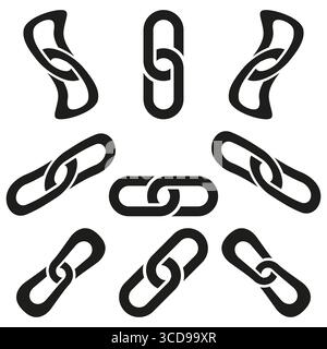 Chain link icon set. Connection security symbol. Network data Vector. Teamwork concept illustration. Stock Vector