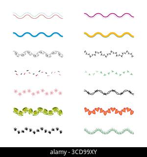 Creative line dividers. Decorative wavy ornaments. Fun playful patterns. Stock Vector