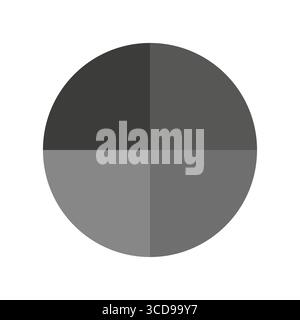Monochrome chart Vector illustration. Four grey tones. Black and white palette. Circular graph symbol. Stock Vector