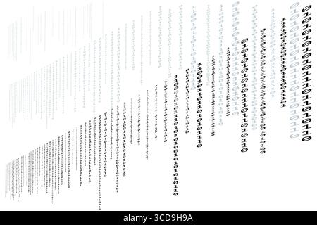 Binary Code Zero One Pattern with Falling Circles Matrix Digital Art with binary code. Stock Vector