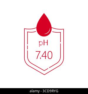Ph blood icon. Outline human blood logo. Medical research in the laboratory. Vector illustration in flat style Stock Vector