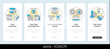 Software testing life cycle onboarding mobile app screen Stock Vector