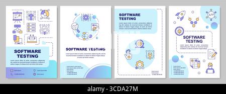 Software testing blue gradient brochure layout Stock Vector