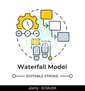 Waterfall model multi color concept icon Stock Vector