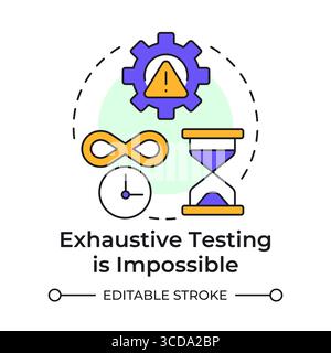 Exhaustive testing is impossible multi color concept icon Stock Vector
