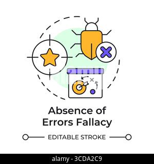 Absence of errors fallacy multi color concept icon Stock Vector