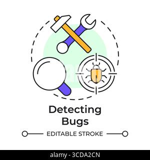 Detecting bugs multi color concept icon Stock Vector