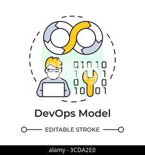DevOps model multi color concept icon Stock Vector