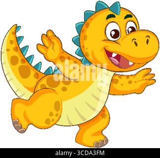 Playful dinosaur illustration with bright colors and dynamic pose. Ideal for children's media and educational materials Stock Vector