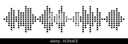 Sound radio wave from dots icon, voice message podcast audio recording. Music waveform pulse, equalizer rhythm symbol. Record level vibration. Vector illustration Stock Vector