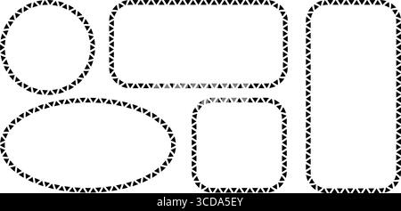 African pattern circle and rectangle frame. Mexican ethnic motif border. Triangular ornament round frame. Sun stamp. African ethnic culture ornament Stock Vector