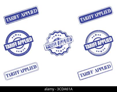 A Collection of Tariff Applied Rubber Stamps and Seals Stock Vector