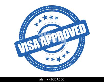 A Visa Approved Rubber Stamp Seal with a Dotted Circle Stock Vector