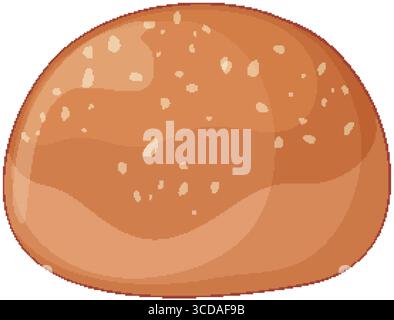 Vector illustration of a whole wheat burger bun topped with sesame seeds, rendered in flat design style with soft shading and warm colors Stock Vector
