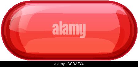 Bright red vitamin pill rendered in a flat vector style, featuring smooth gradients, glossy highlights, and a clean, minimalistic composition Stock Vector