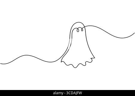 Halloween ghost continuous one line drawing minimalist isolate outline vector illustration white background Stock Vector