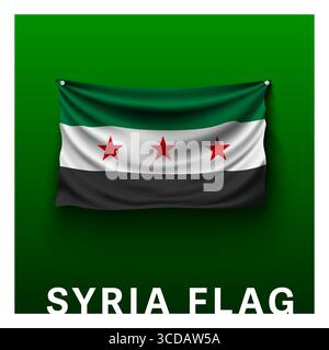 Syria Flag – High-Resolution Realistic Waving Banner Vector Design Stock Vector