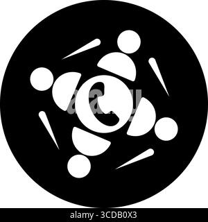 Group Phone Call Icon - Multiple People with a Central Phone Stock Vector