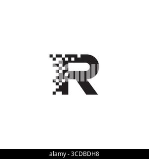 initial letter R logo pixelated digital design concept Stock Vector ...