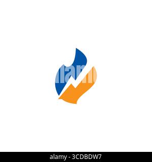 Gas or Flame and Electricity or Lightning logo or icon design Stock Vector