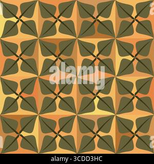 Seamless background with green leaves. Autumnal vector illustration. Seamless pattern with fall leaves. Symmetrically repeating pattern. Boho home dec Stock Vector