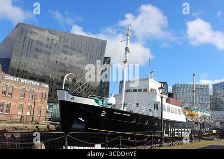 Former Liverpool pilot boat MV Edmund Gardner in Canning Graving Dock, Liverpool, UK Stock Photo