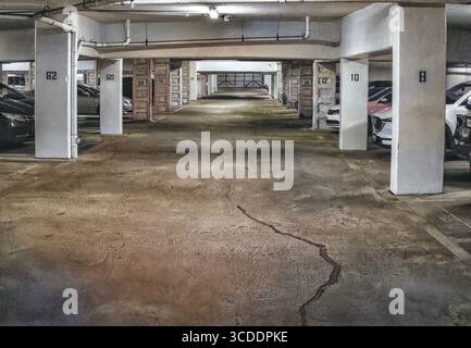 Sliding door of an underground parking garage. Stock Photo
