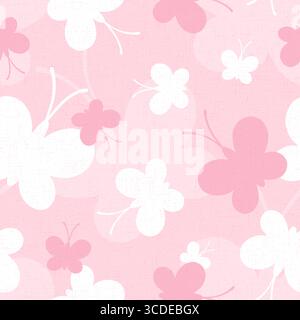 Butterfly cute seamless pattern. Repeating butterflys. Pink background. Buterfly patern. Butterflies print. Repeated flowers design. Baby girl textile Stock Vector
