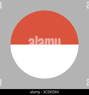 National round flag of Indonesia. Circle shape button Indonesian flag. Stock Vector