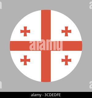 Georgia flag circle shape template. Georgian country flag. National emblem round icon. Stock Vector