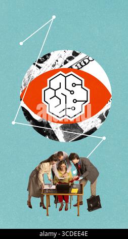Collage of group of professionals analyzing AI finance solutions Stock Photo