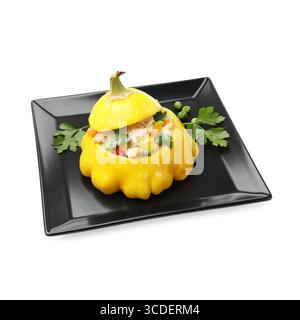 Tasty stuffed pattypan squash isolated on white Stock Photo