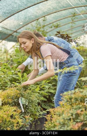 Pretty female gardener taking care of her lovely garden Stock Photo - Alamy