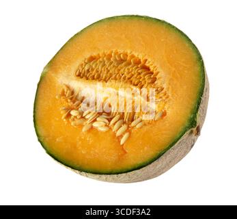 Orange cantaloupe melon isolated on white background Stock Photo