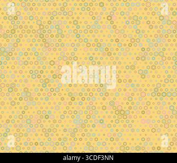 Tileable mosaic background. Multicolored geometric elements of varied size. Stacked hexagon bold mosaic cell. Regular hexagon shapes. Stock Vector