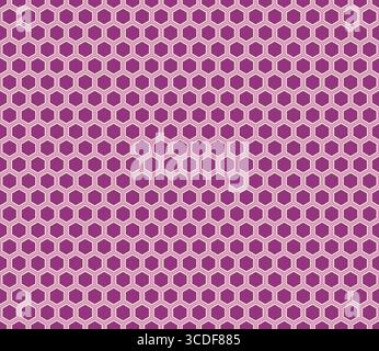 Hexagon background. Plum color on matching background. Hexagon mosaic pattern with inner solid cells. Hexagon geometric shapes. Seamless design. Stock Vector