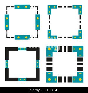 Square frame icon. Triangular border ornament. Decorative vector shape. Sharp corner pattern. Stock Vector