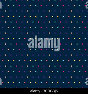 Polka Dots colorful in navy background seamless pattern Stock Vector