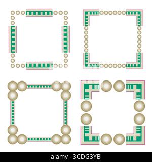 Green frame icon. Nature border symbol. Checkerboard pattern detail ...